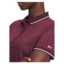 Under Armour Playoff Jacquard Damen Poloshirt, dark maroon/fuchsia dusk/white