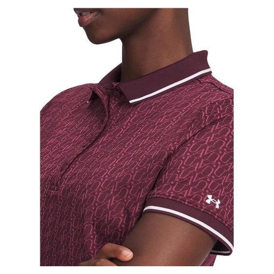 Under Armour Playoff Jacquard Damen Poloshirt, dark maroon/fuchsia dusk/white