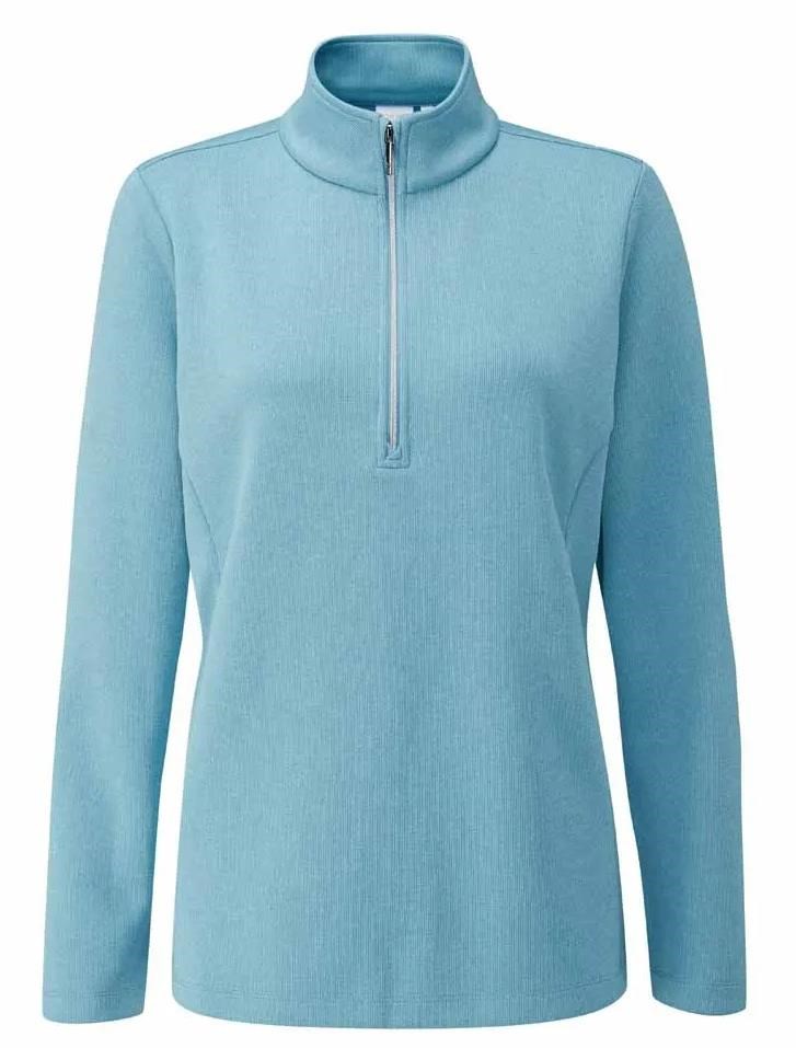 Ping Lyla half zip ribbed Damen Fleecejacke, tranquil blue marl