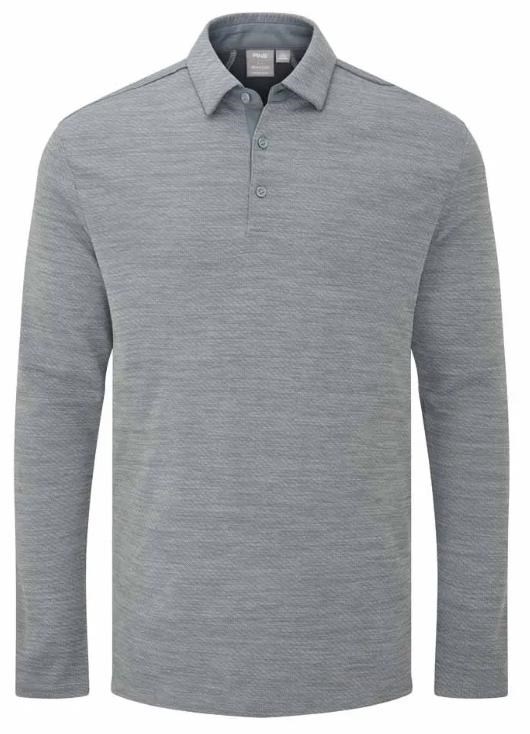 Ping Creek long sleeve Herren Poloshirt, rock melange