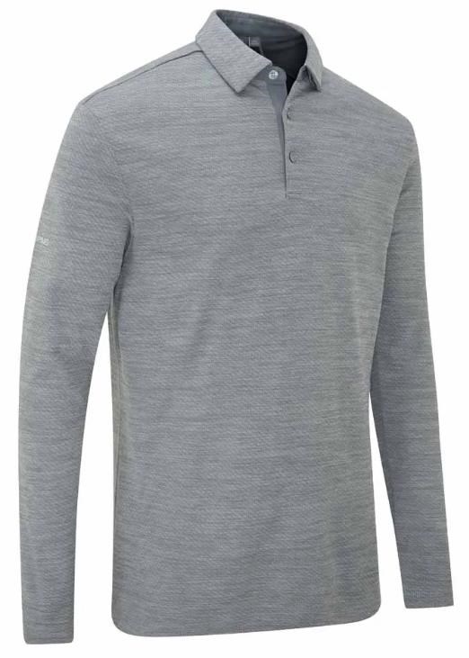 Ping Creek long sleeve Herren Poloshirt, rock melange
