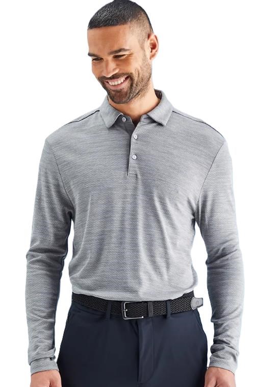 Ping Creek long sleeve Herren Poloshirt, rock melange