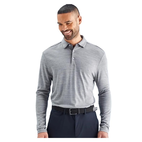 Ping Creek long sleeve Herren Poloshirt, rock melange