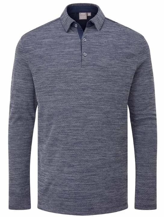 Ping Creek long sleeve Herren Poloshirt, navy melange