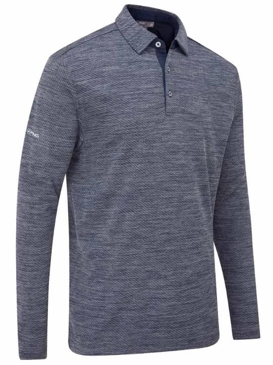 Ping Creek long sleeve Herren Poloshirt, navy melange