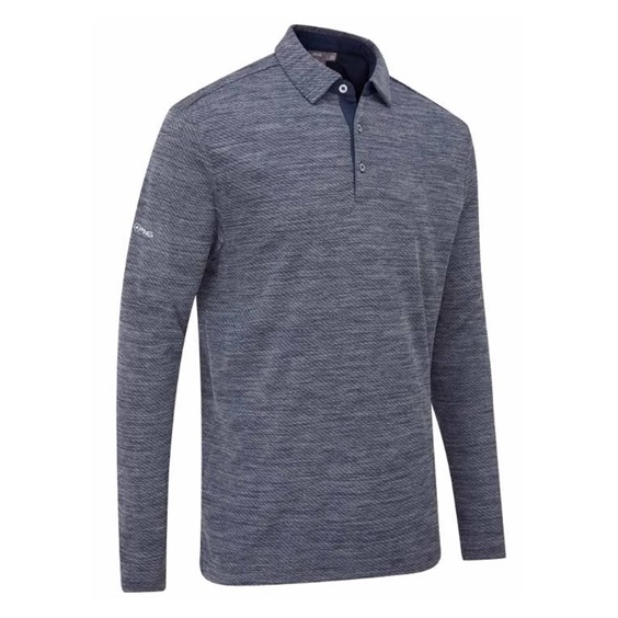 Ping Creek long sleeve Herren Poloshirt, navy melange