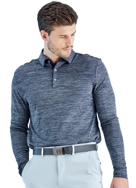 Ping Creek long sleeve Herren Poloshirt, navy melange