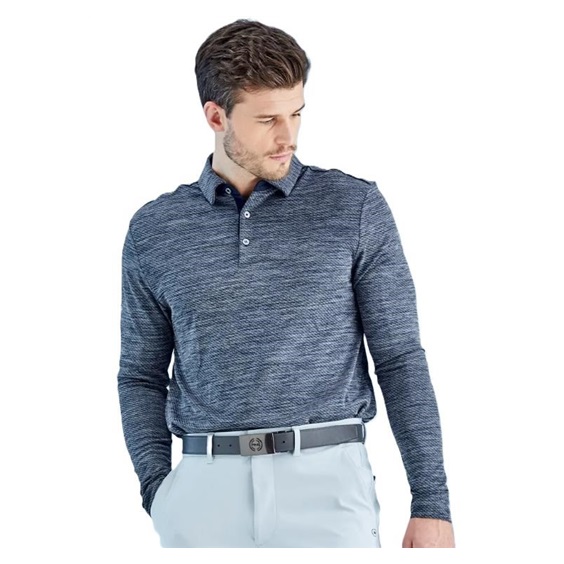 Ping Creek long sleeve Herren Poloshirt, navy melange