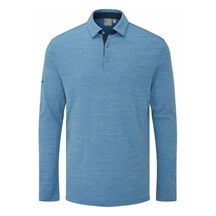 Ping Creek long sleeve Herren Poloshirt, tidal blue melange