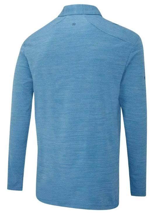 Ping Creek long sleeve Herren Poloshirt, tidal blue melange