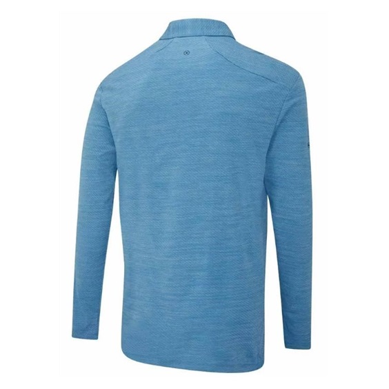 Ping Creek long sleeve Herren Poloshirt, tidal blue melange