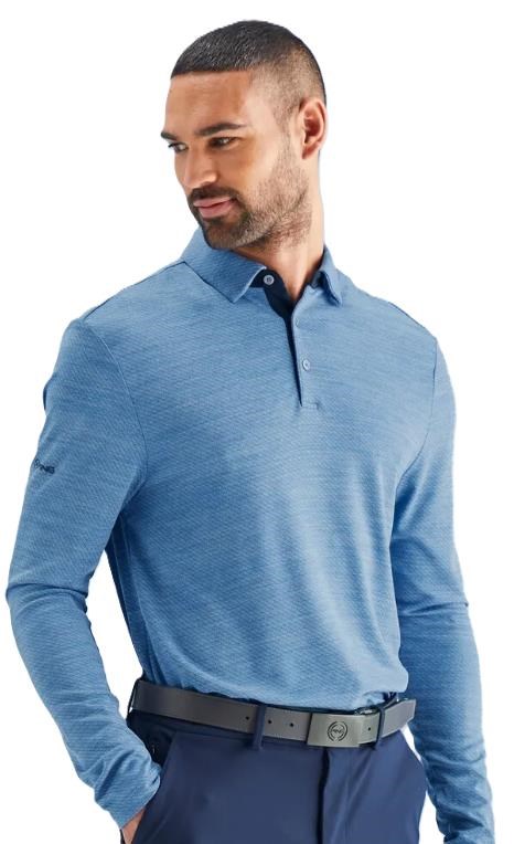 Ping Creek long sleeve Herren Poloshirt, tidal blue melange