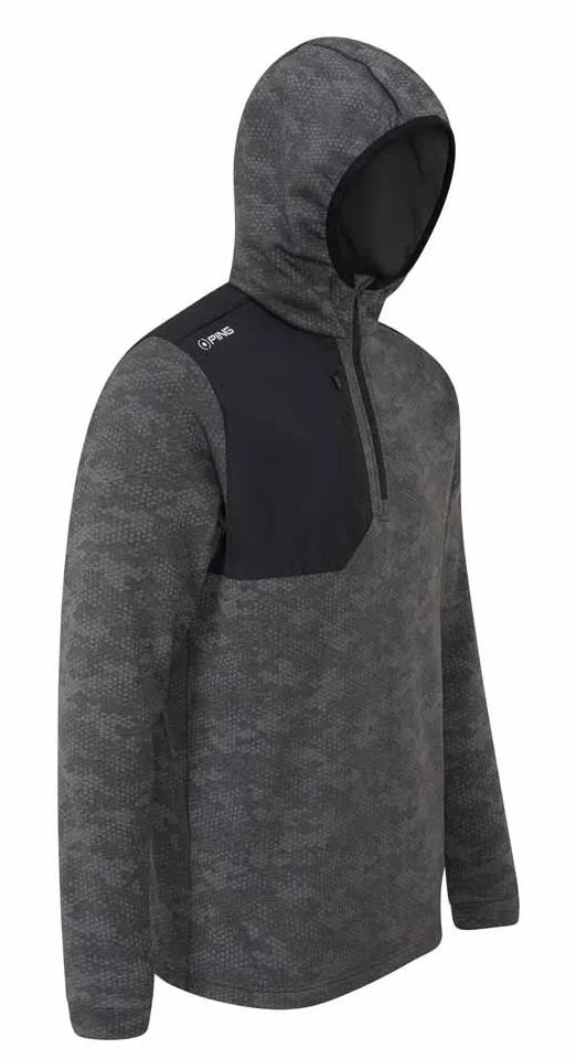Ping Nexa Hooded half zip fleece Herren Sweatshirt, schwarz