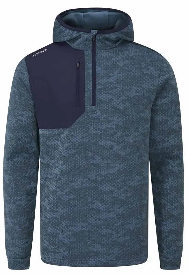 Ping Nexa Hooded half zip fleece Herren Sweatshirt, blue fusion/navy