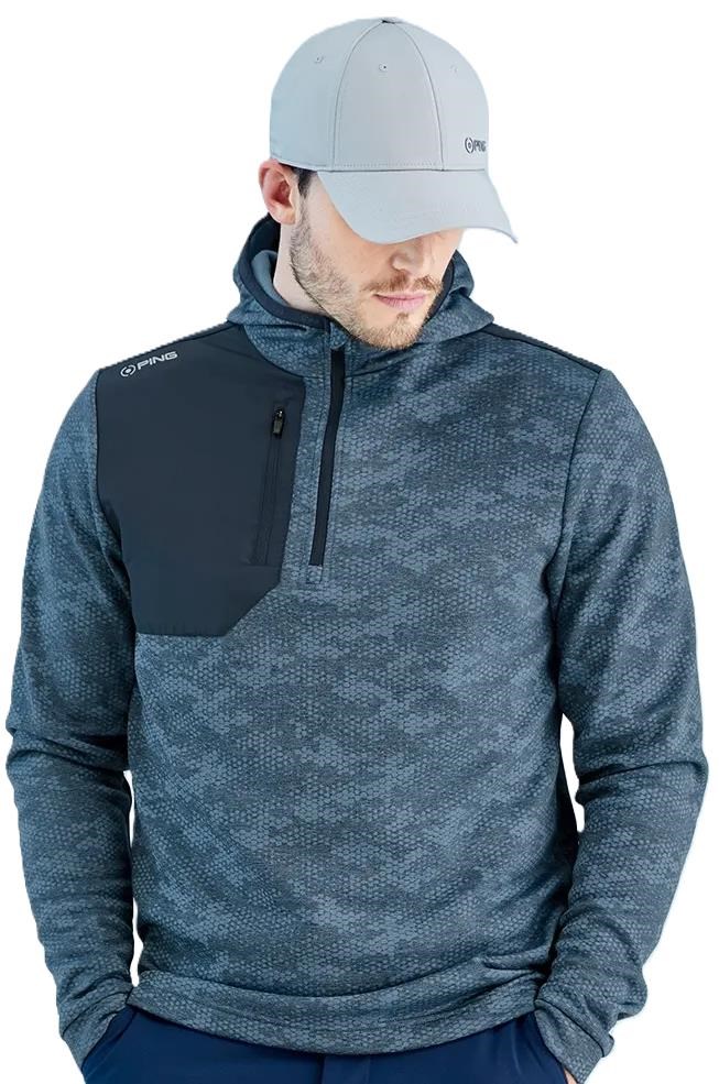 Ping Nexa Hooded half zip fleece Herren Sweatshirt, blue fusion/navy