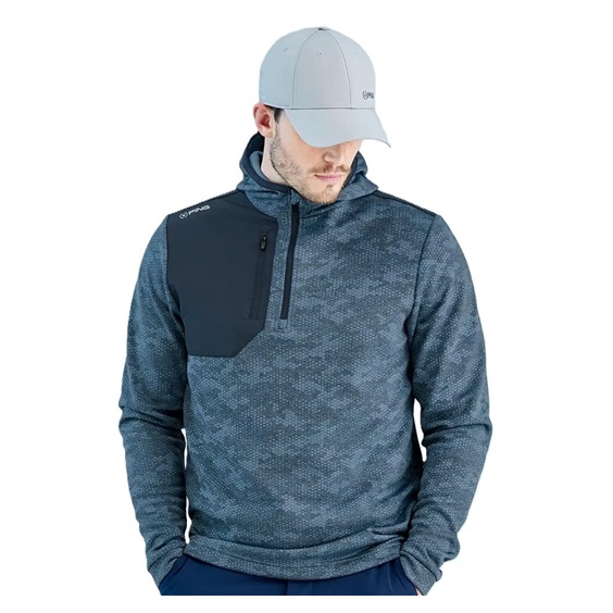 Ping Nexa Hooded half zip fleece Herren Sweatshirt, blue fusion/navy