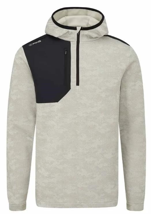 Ping Nexa Hooded half zip fleece Herren Sweatshirt, willow/black