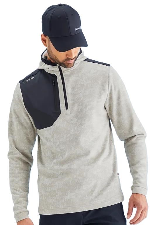 Ping Nexa Hooded half zip fleece Herren Sweatshirt, willow/black