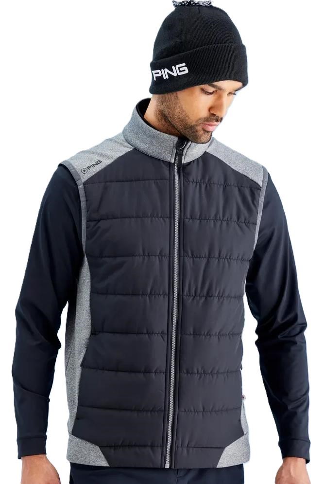 Ping Aiden Hybrid fleece Herren-Fleece-Weste, asphalt marl/black