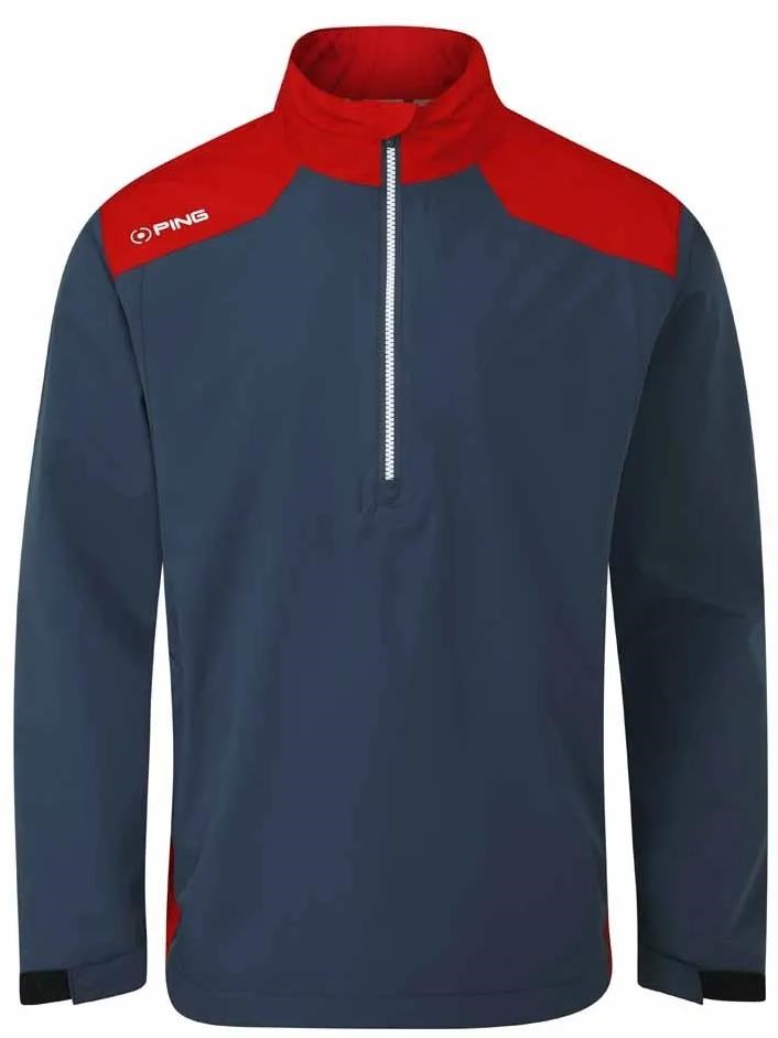 Ping AquaDrive Half-Zip Waterproof Wasserdichte Herrenjacke, oxford blue/classic red