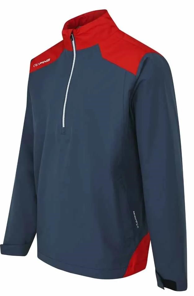 Ping AquaDrive Half-Zip Waterproof Wasserdichte Herrenjacke, oxford blue/classic red