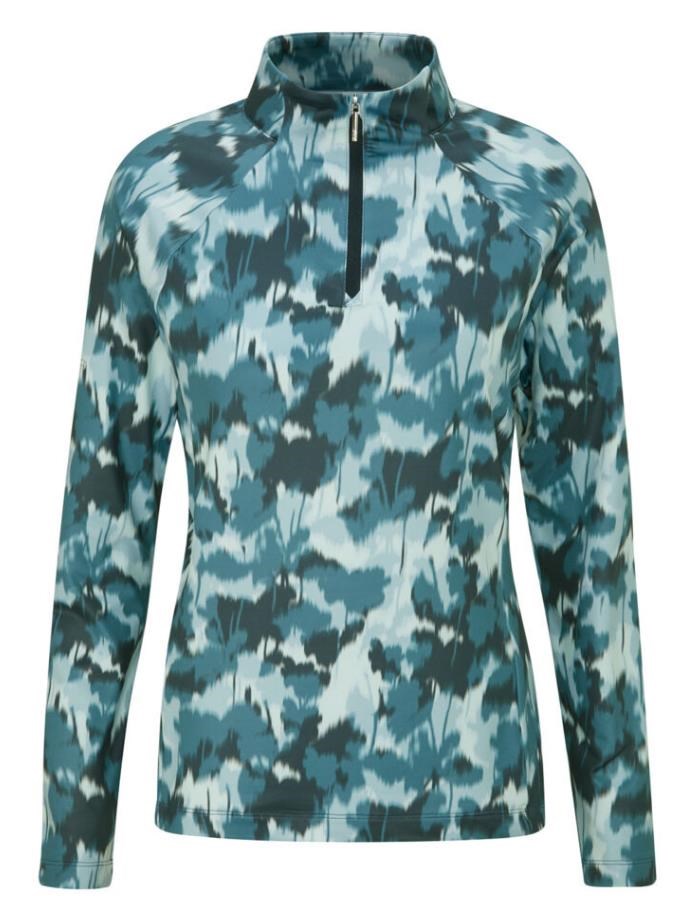 Ping Jasmine Printed long Sleeve Damen Poloshirt, navy multi