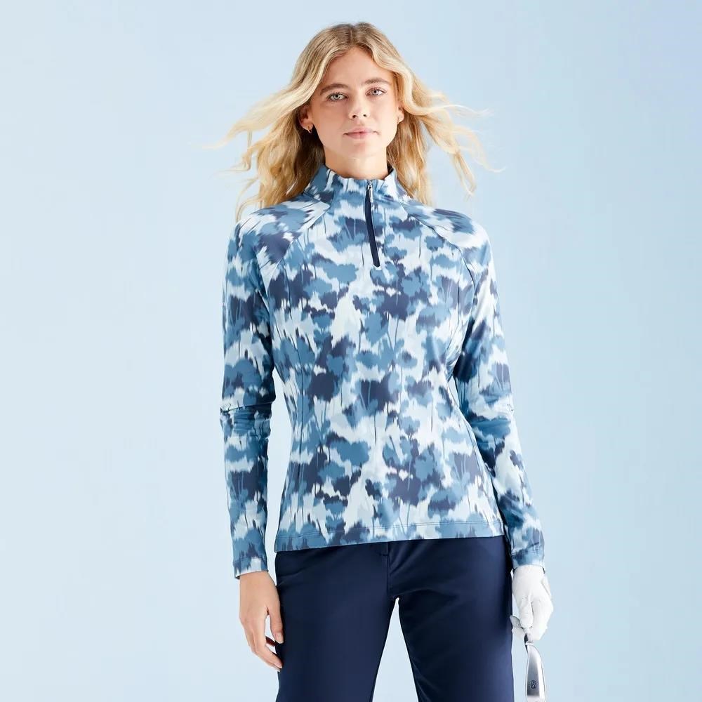 Ping Jasmine Printed long Sleeve Damen Poloshirt, navy multi