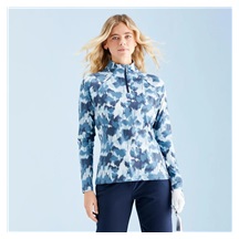 Ping Jasmine Printed long Sleeve Damen Poloshirt, navy multi