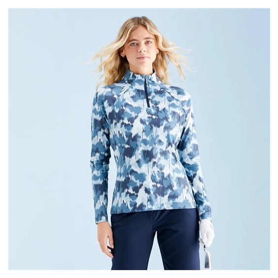 Ping Jasmine Printed long Sleeve Damen Poloshirt, navy multi