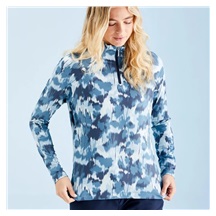 Ping Jasmine Printed long Sleeve Damen Poloshirt, navy multi