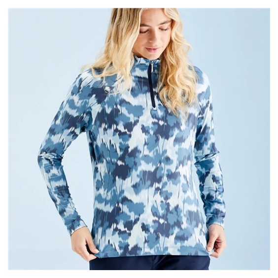 Ping Jasmine Printed long Sleeve Damen Poloshirt, navy multi