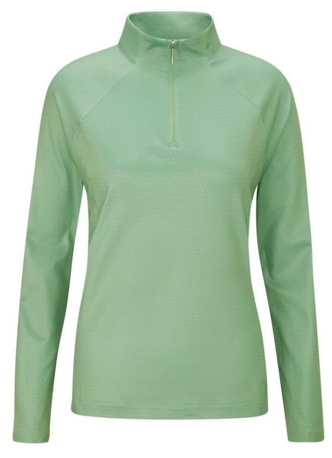 Ping Jasmine Printed long Sleeve Damen Poloshirt, eucalyptus multi