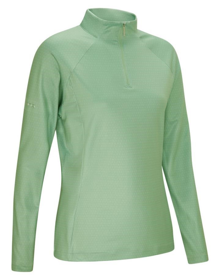 Ping Jasmine Printed long Sleeve Damen Poloshirt, eucalyptus multi
