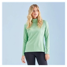 Ping Jasmine Printed long Sleeve Damen Poloshirt, eucalyptus multi