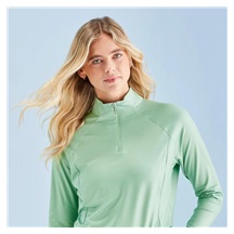 Ping Jasmine Printed long Sleeve Damen Poloshirt, eucalyptus multi