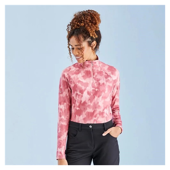 Ping Jasmine Printed long Sleeve Damen Poloshirt, rose multi