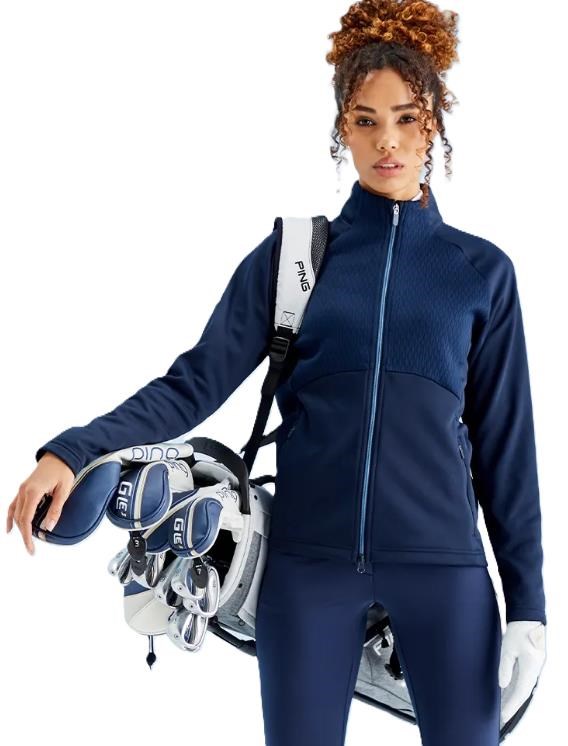 Ping Catherine Full zip fleece Damen Poloshirt, dunkelblau
