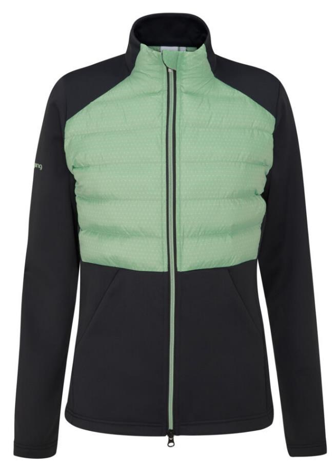 Ping Clare Zoned fleece Damenjacke, black/eucalyptus multi