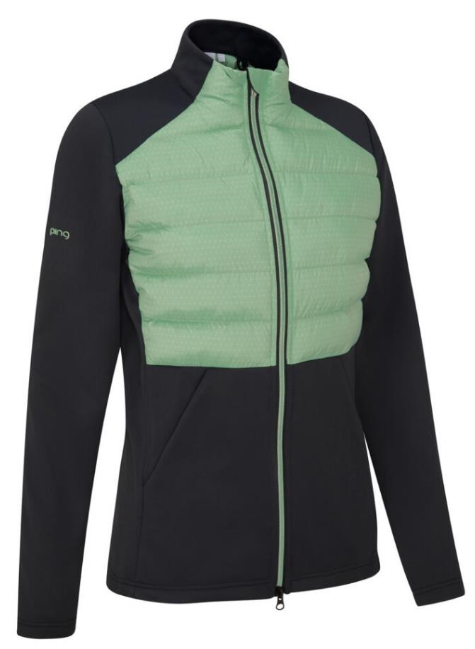 Ping Clare Zoned fleece Damenjacke, black/eucalyptus multi