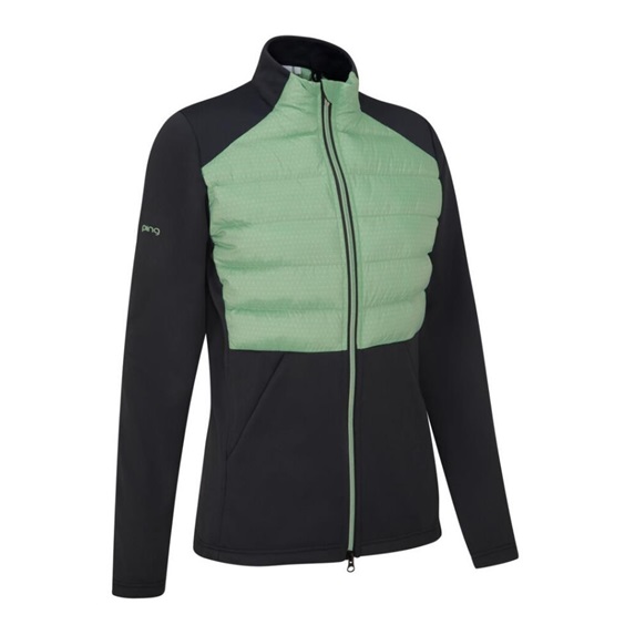 Ping Clare Zoned fleece Damenjacke, black/eucalyptus multi