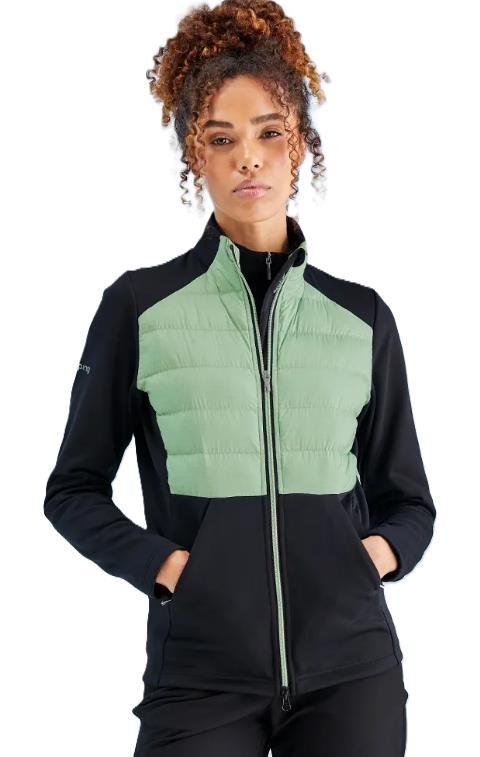 Ping Clare Zoned fleece Damenjacke, black/eucalyptus multi