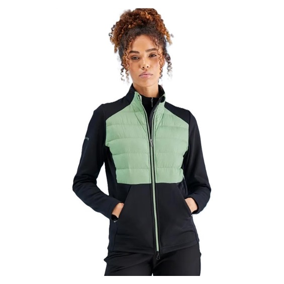 Ping Clare Zoned fleece Damenjacke, black/eucalyptus multi