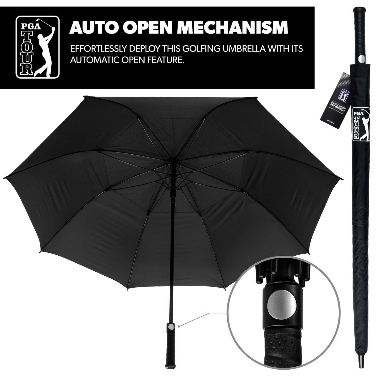 PGA Tour Windproof Double Canopy Regenschirm 62"