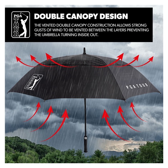 PGA Tour Windproof Double Canopy Regenschirm 62"