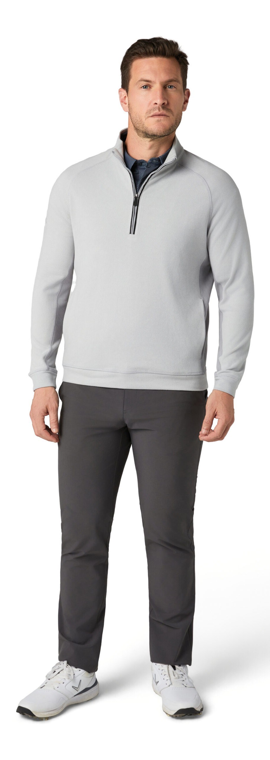 Callaway Brushed Rib 1/4 Zip Herren Sweatshirt, concrete