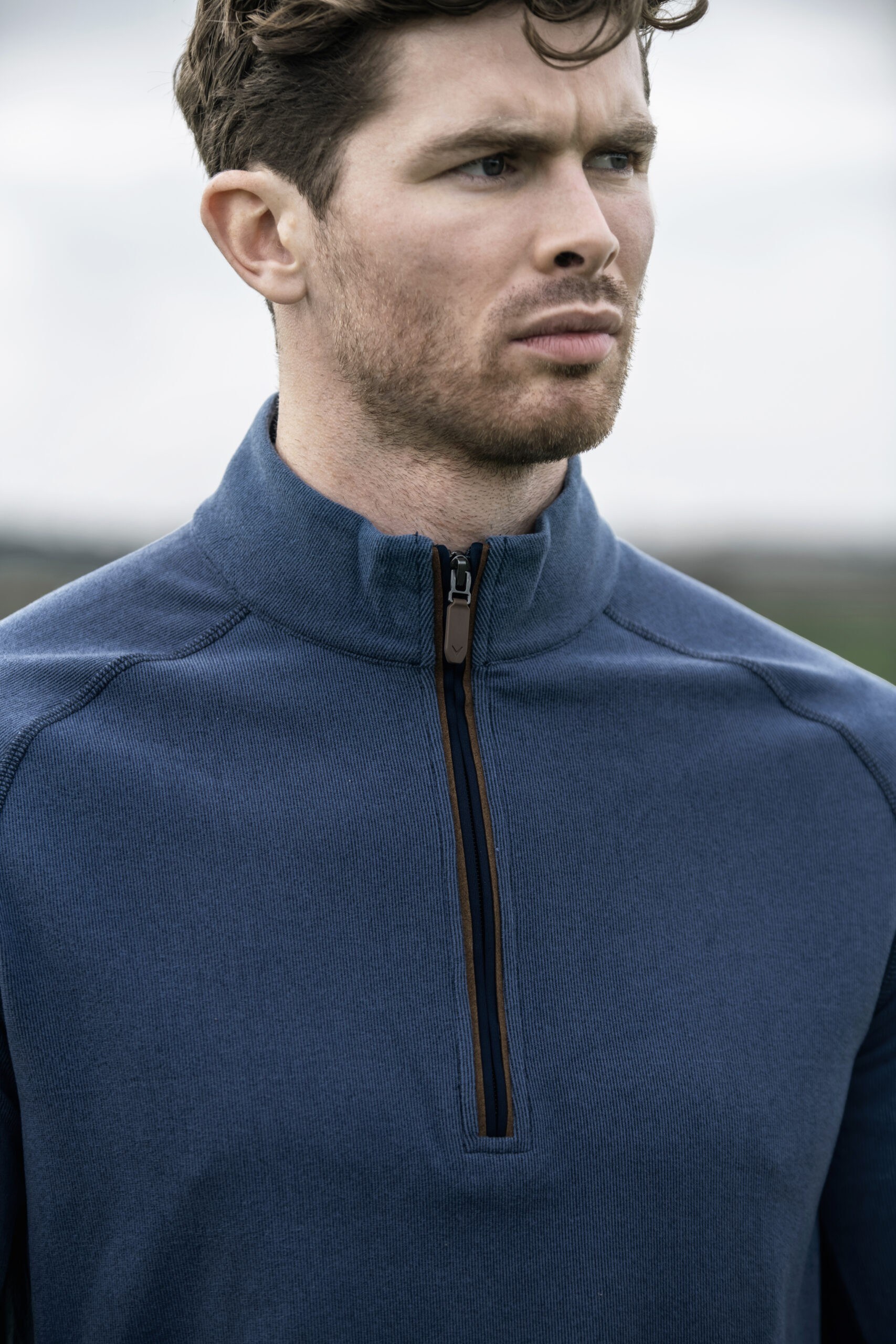 Callaway Brushed Rib 1/4 Zip Herren Sweatshirt, blau