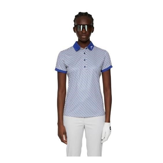 J.Lindeberg Tour Tech Print Damen Poloshirt, tour geo moonbeam