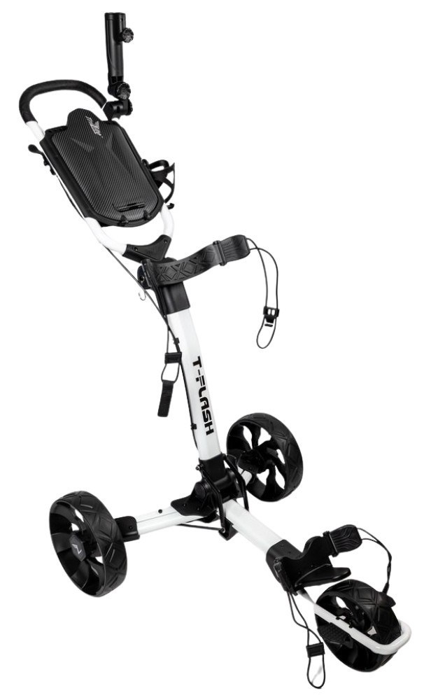 TriLite T-Flash golftrolley, weiss/schwarz, Carbon-Dekor