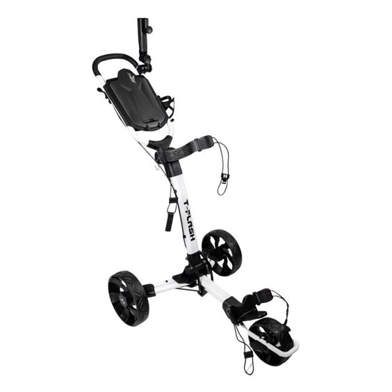 TriLite T-Flash golftrolley, weiss/schwarz, Carbon-Dekor