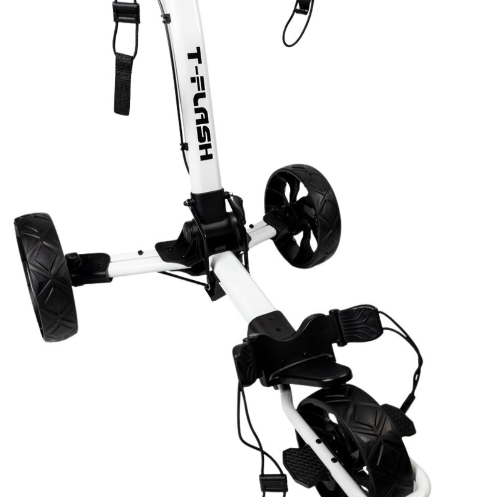 TriLite T-Flash golftrolley, weiss/schwarz, Carbon-Dekor